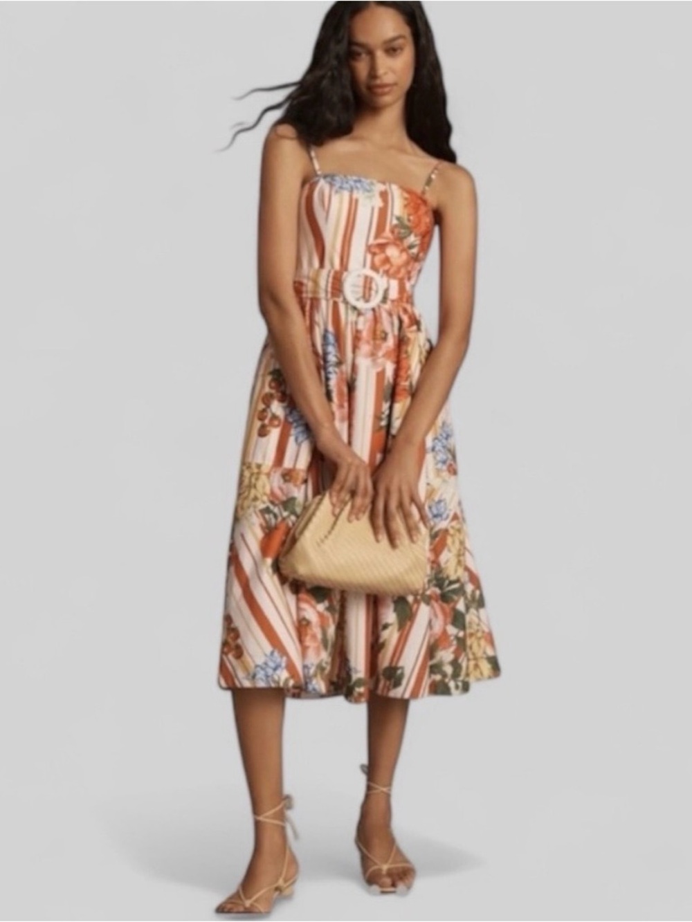 Anthropologie Maeve Strapless Belted Midi Dress